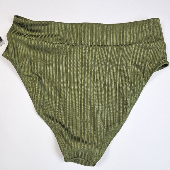 Salt + Cove Women's Juniors' Ribbed Two-Piece Bikini Set Green Swimwear Size M - Picture 10 of 16